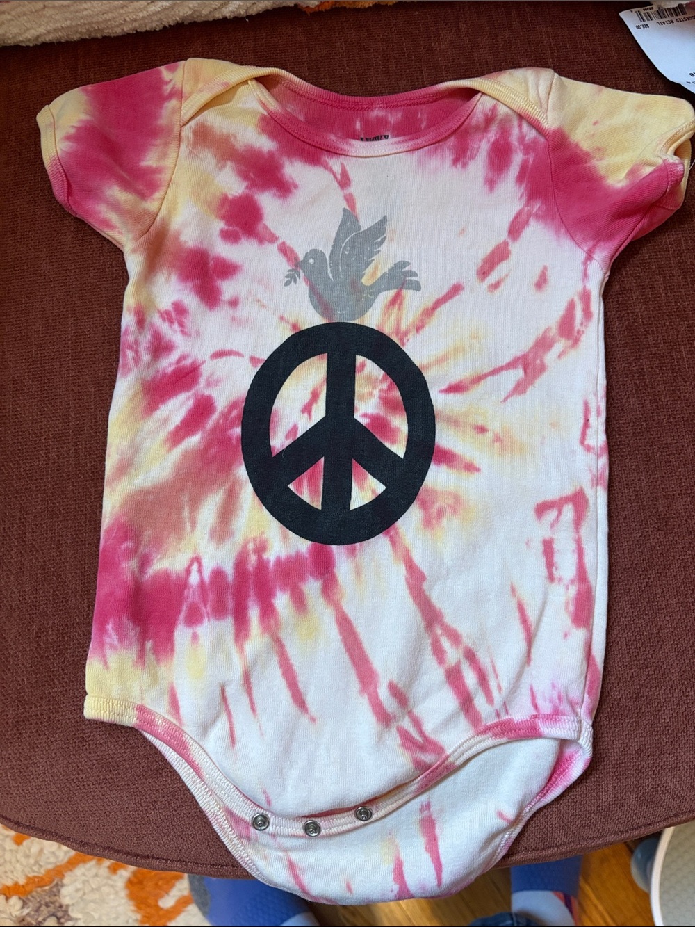 Lucky Brand Tie-Dye Peace Dove One-Piece in Pink & Yellow